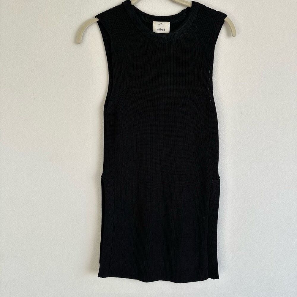 Wilfred Aritzia Knit Sweater Tank Black Size XS Palmier Tunic Sleeveless Side - Picture 2 of 7